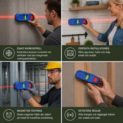 3-i-1 Magnetisk Laservattenpass Och Reglarsökare