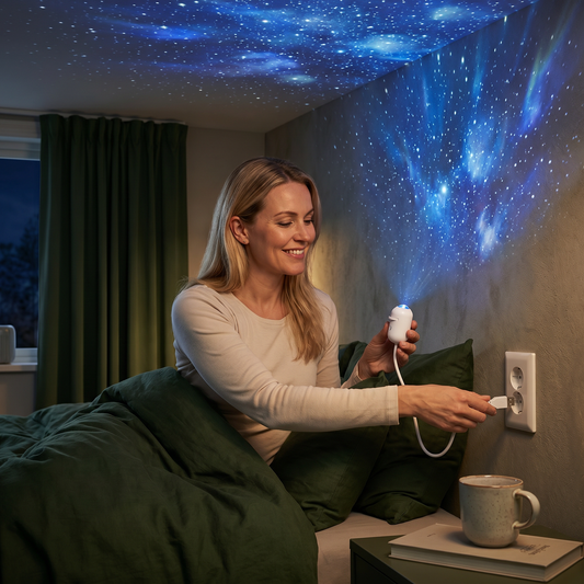 Moderna Stjärnhimmel Lampan – USB Mini Projektor Nattljus för Sovrum & Avslappnad Atmosfär Inkl. 5 Motiv