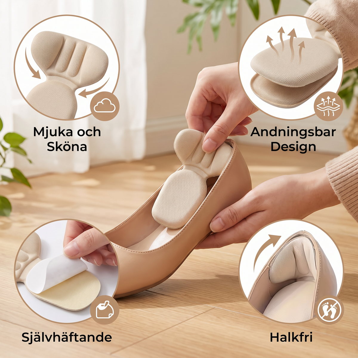 Mjuka och Andningsbara Dubbellagers Hälkuddar av Skumgummi