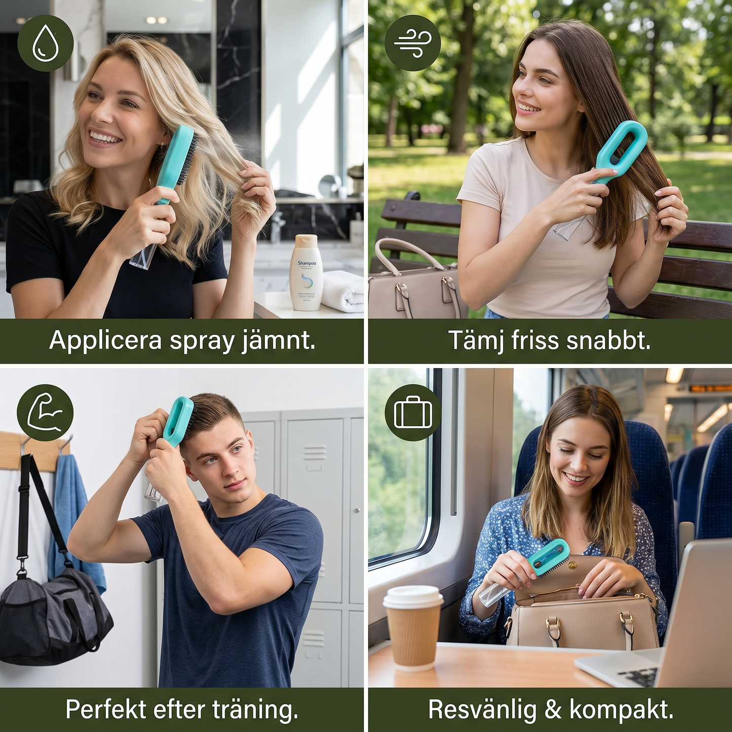 Anti-Frizz Sprayborste – Slätar ut flygiga hårstrån och underlättar styling av frisyrer