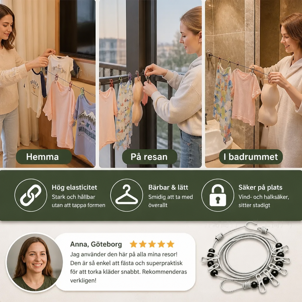 Bärbar Elastisk Klädhängare För Resor