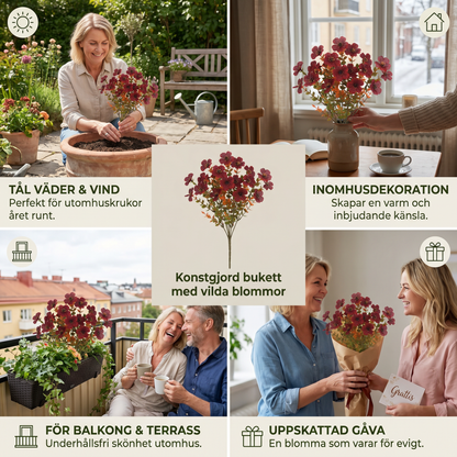 EverBloom – Konstgjord bukett med vilda blommor som inte bleknar för utomhuskrukor