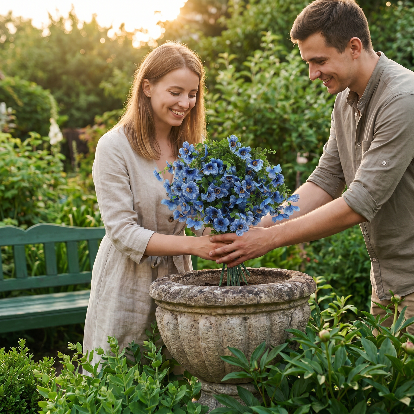 EverBloom – Konstgjord bukett med vilda blommor som inte bleknar för utomhuskrukor