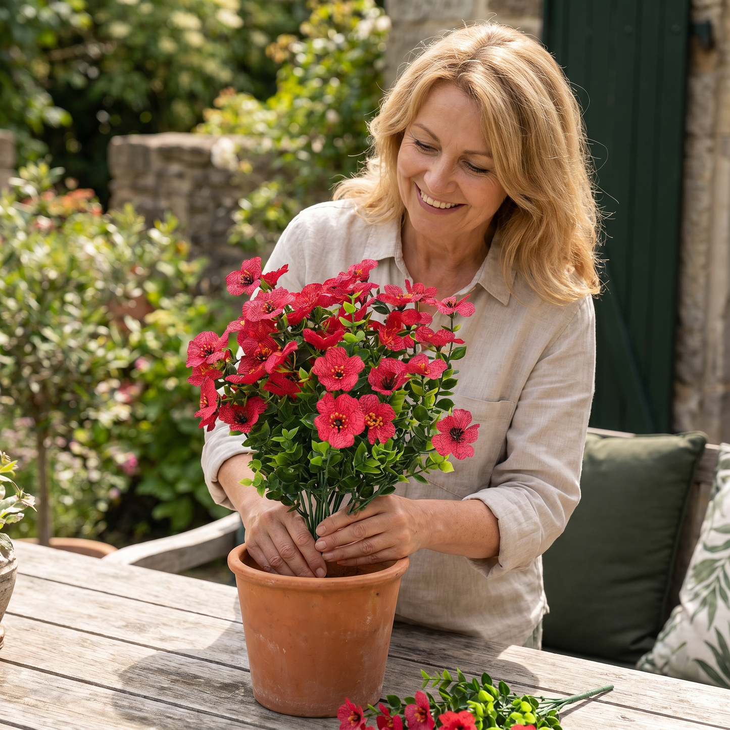 EverBloom – Konstgjord bukett med vilda blommor som inte bleknar för utomhuskrukor