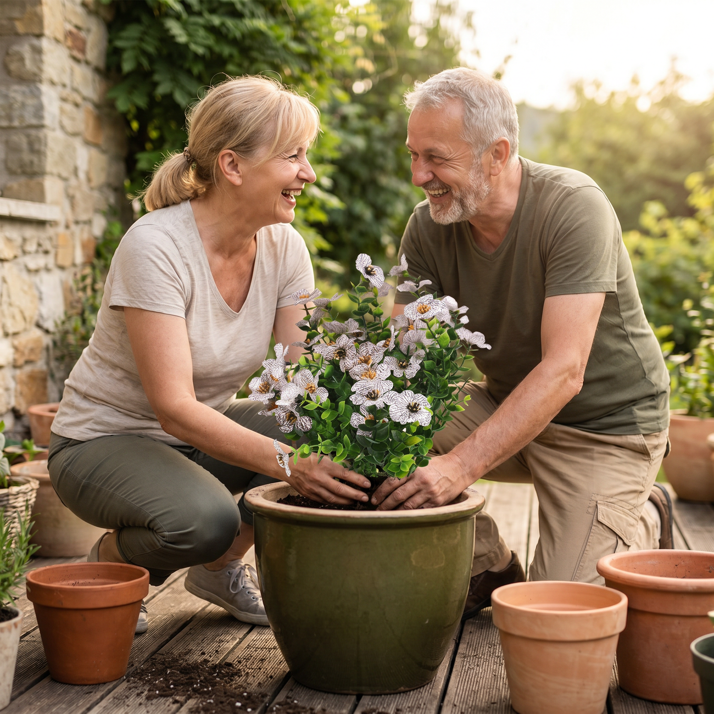 EverBloom – Konstgjord bukett med vilda blommor som inte bleknar för utomhuskrukor