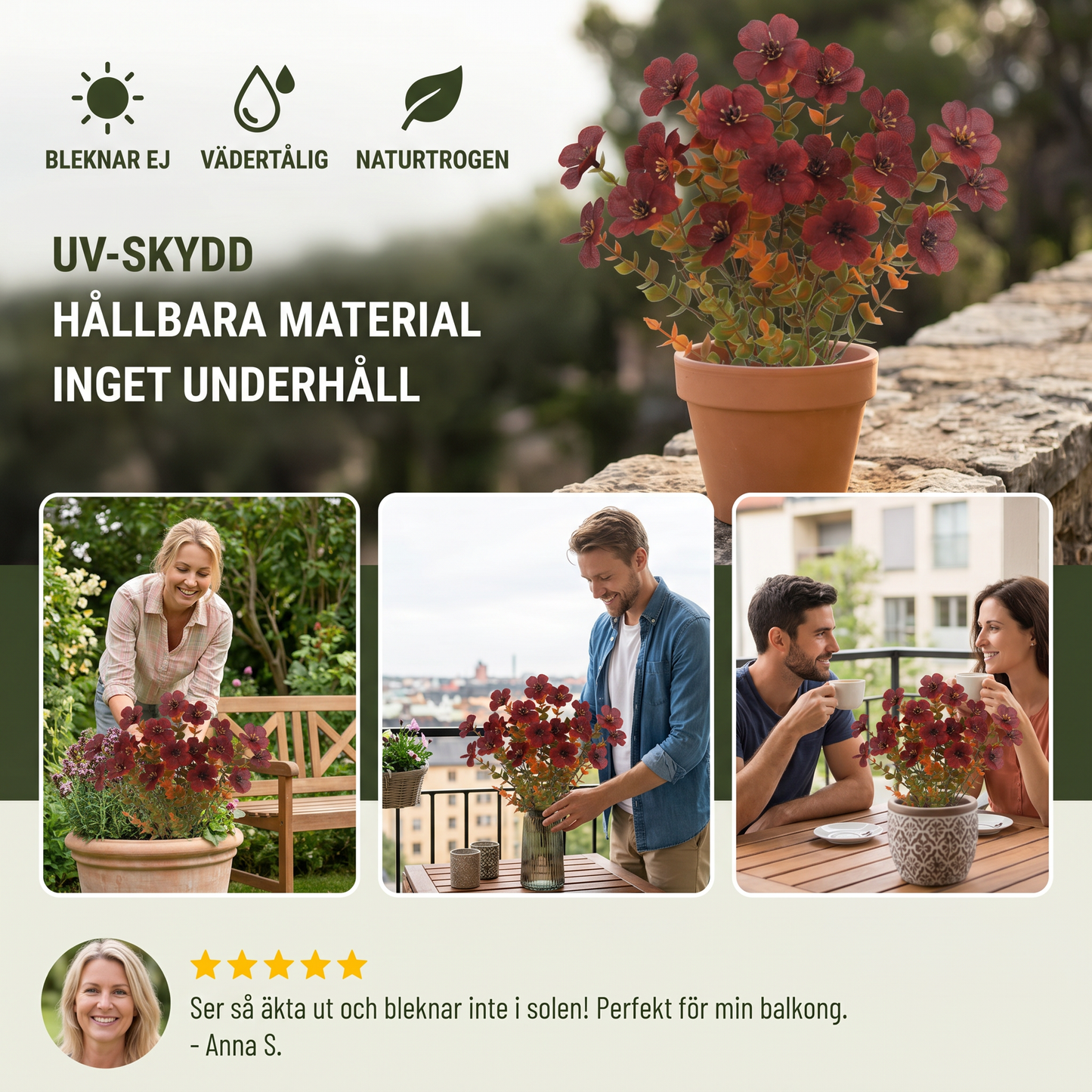 EverBloom – Konstgjord bukett med vilda blommor som inte bleknar för utomhuskrukor