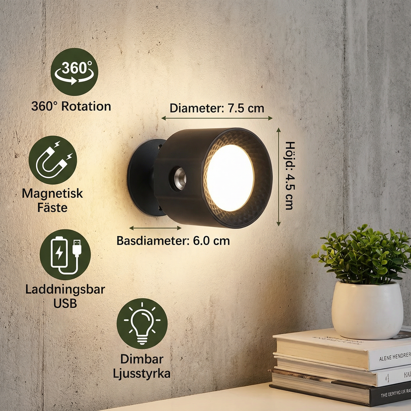 LED 360° vägglampa