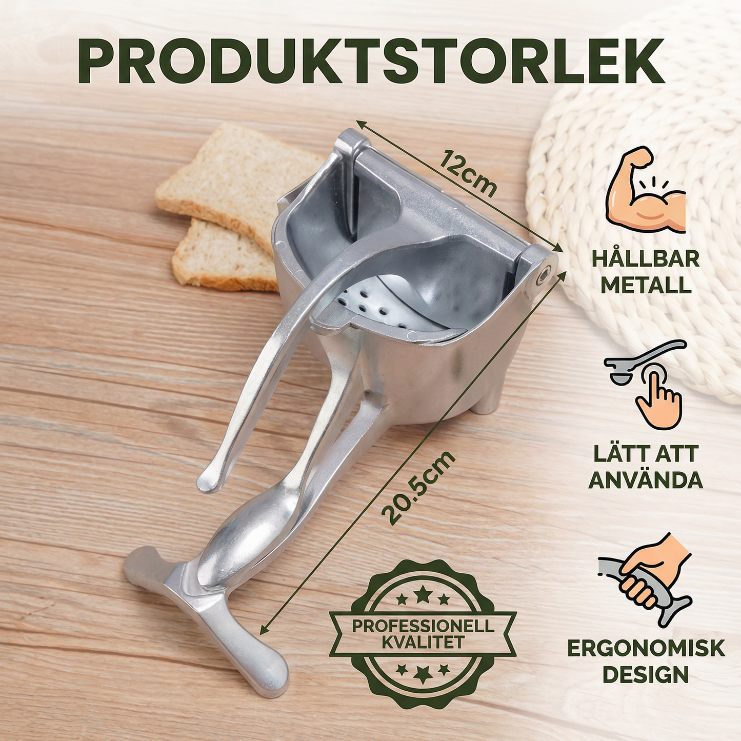 Aluminiumhandpress – Manuell citruspress för frukt & mer