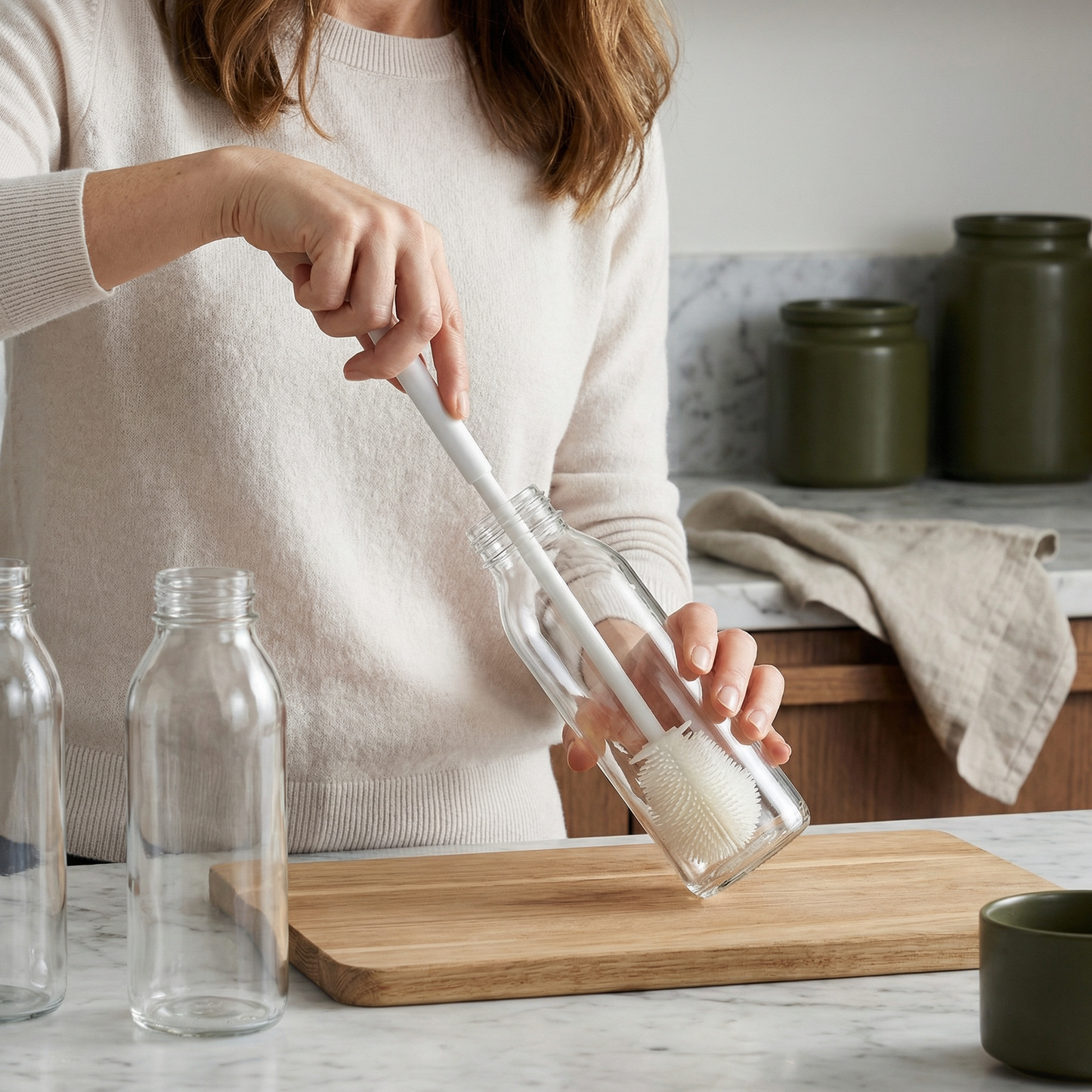 Flaskborste med vinklad form – 3-pack