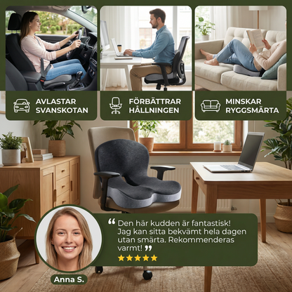 Ortopedisk sittkudde med memoryskum – Avlastning för svanskotan & ryggen