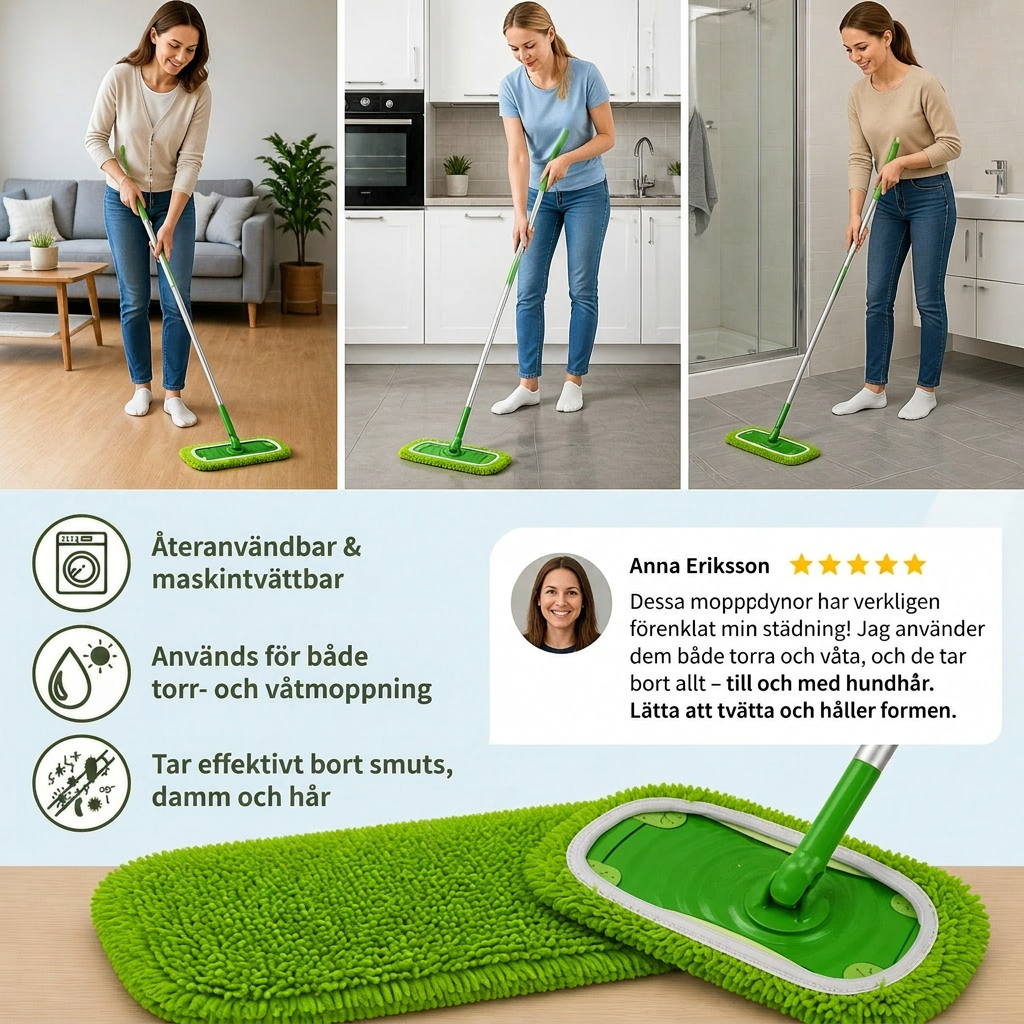 Återanvändbara Mikrofibermoppdynor För Swiffer Sweeper – Tvättbara Påfyllningsdynor För Våt- Och Torrengöring Av Golv