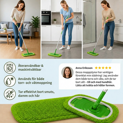 Återanvändbara Mikrofibermoppdynor För Swiffer Sweeper – Tvättbara Påfyllningsdynor För Våt- Och Torrengöring Av Golv