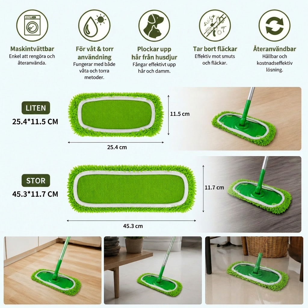 Återanvändbara Mikrofibermoppdynor För Swiffer Sweeper – Tvättbara Påfyllningsdynor För Våt- Och Torrengöring Av Golv